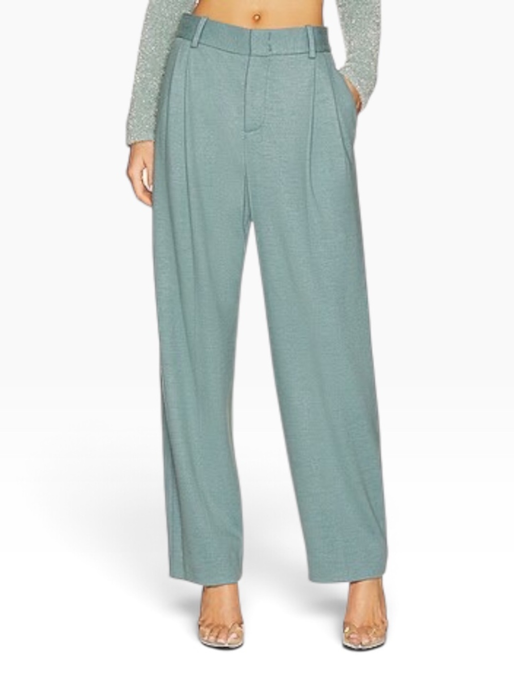 Vince High Waisted Cozy Wool Pleat Front Wide Leg Trousers Aegean Blue Size 4